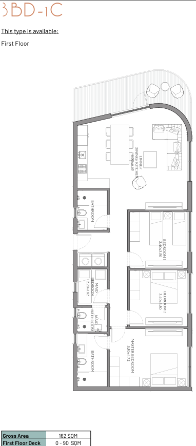 Floor plan for apartment at Beach Residence-June