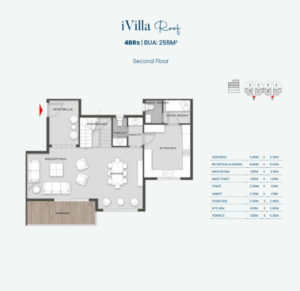 Floor plan for penthouse at Club Park- ICity New Cairo