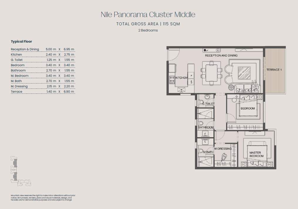 Floor plan for apartment at Jirian - Mountain View
