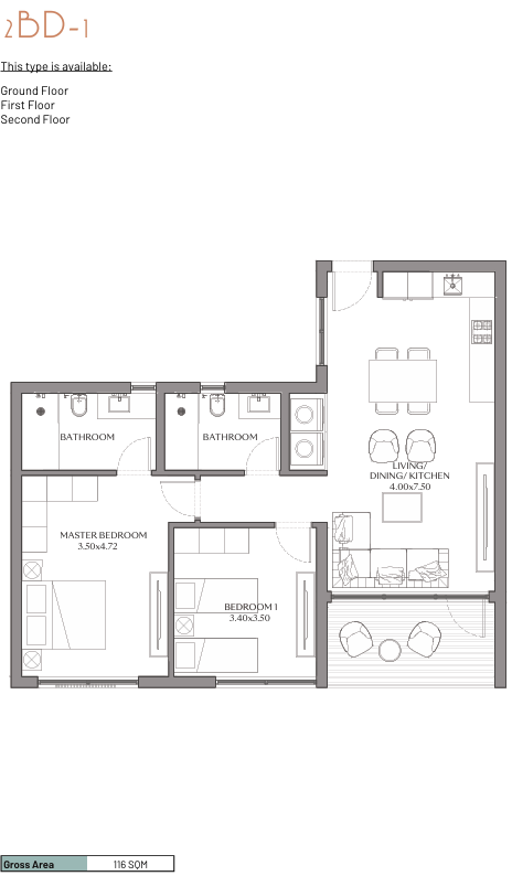 Floor plan for apartment at Beach Residence-June