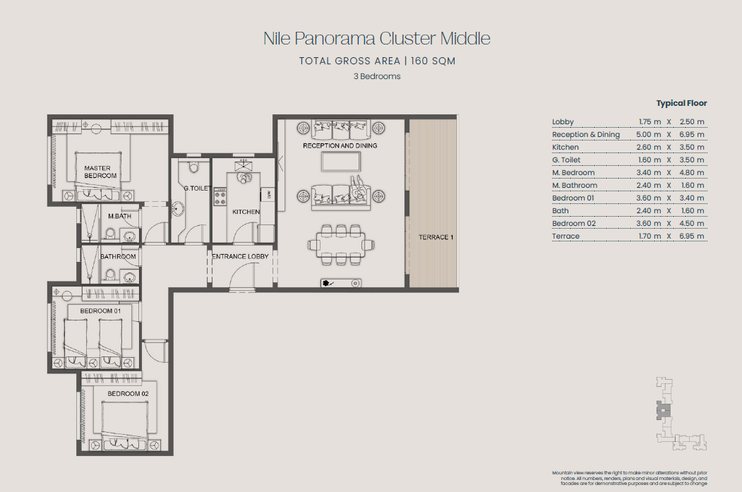 Floor plan for apartment at Jirian - Mountain View