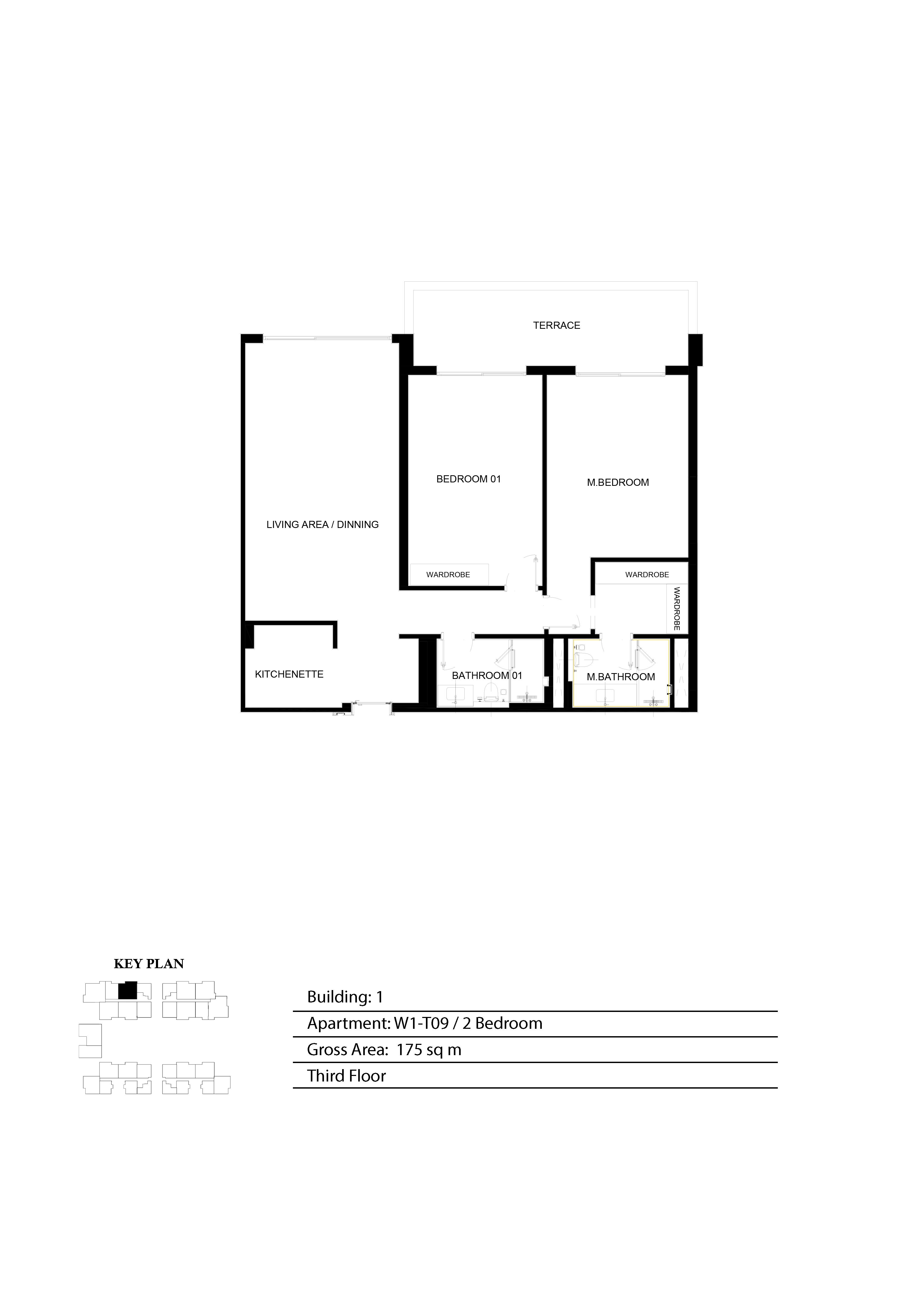 Floor plan for apartment at WBR1