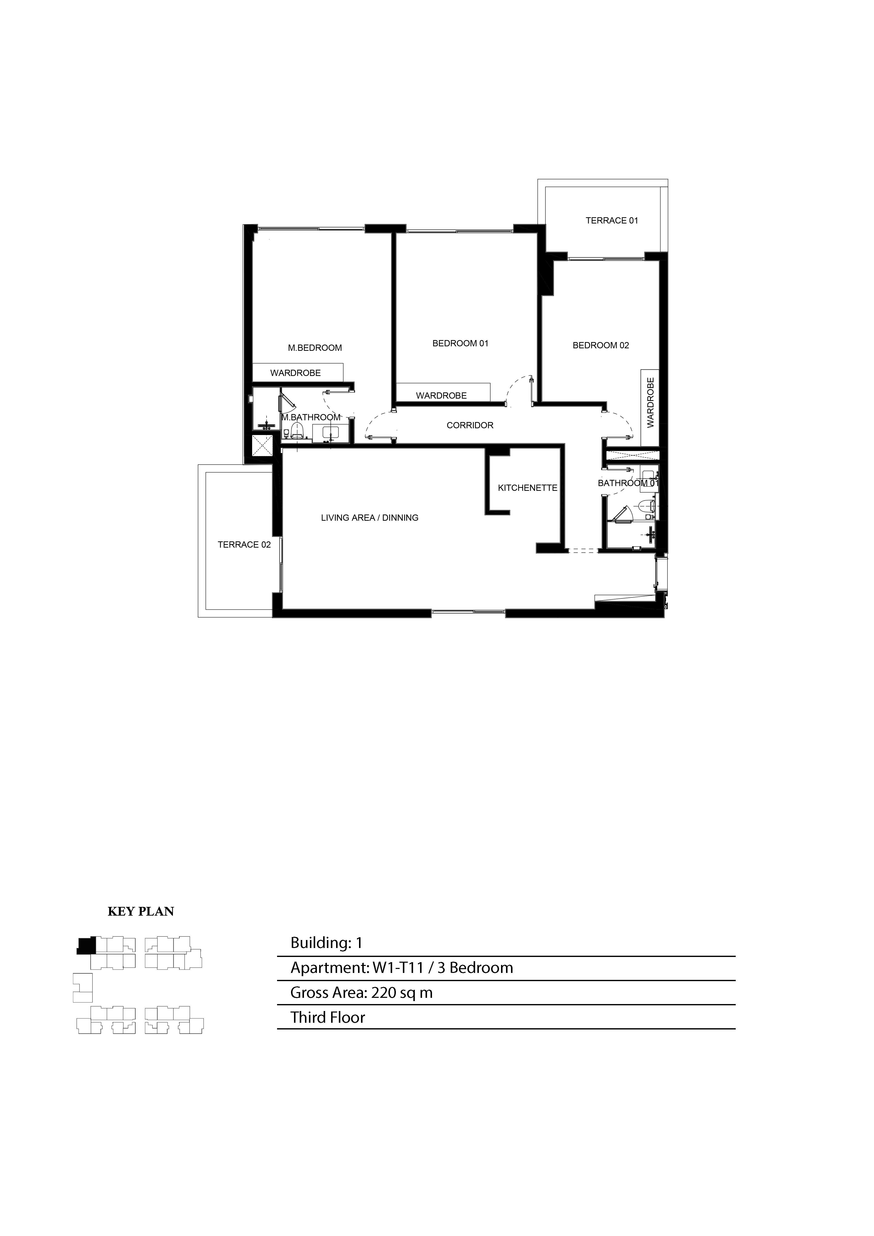 Floor plan for apartment at WBR1