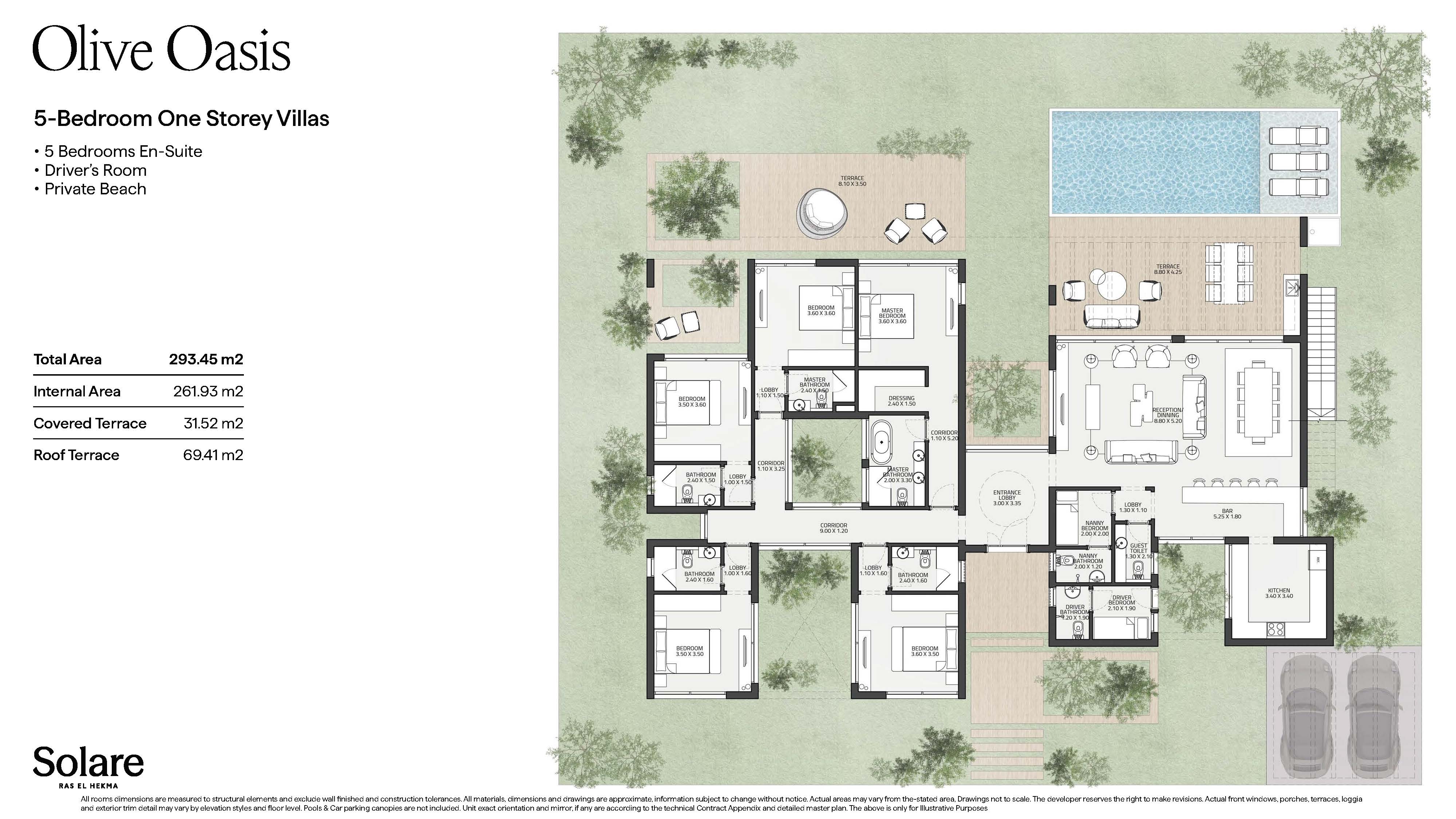 Floor plan for villa at Olive Oasis - Solare