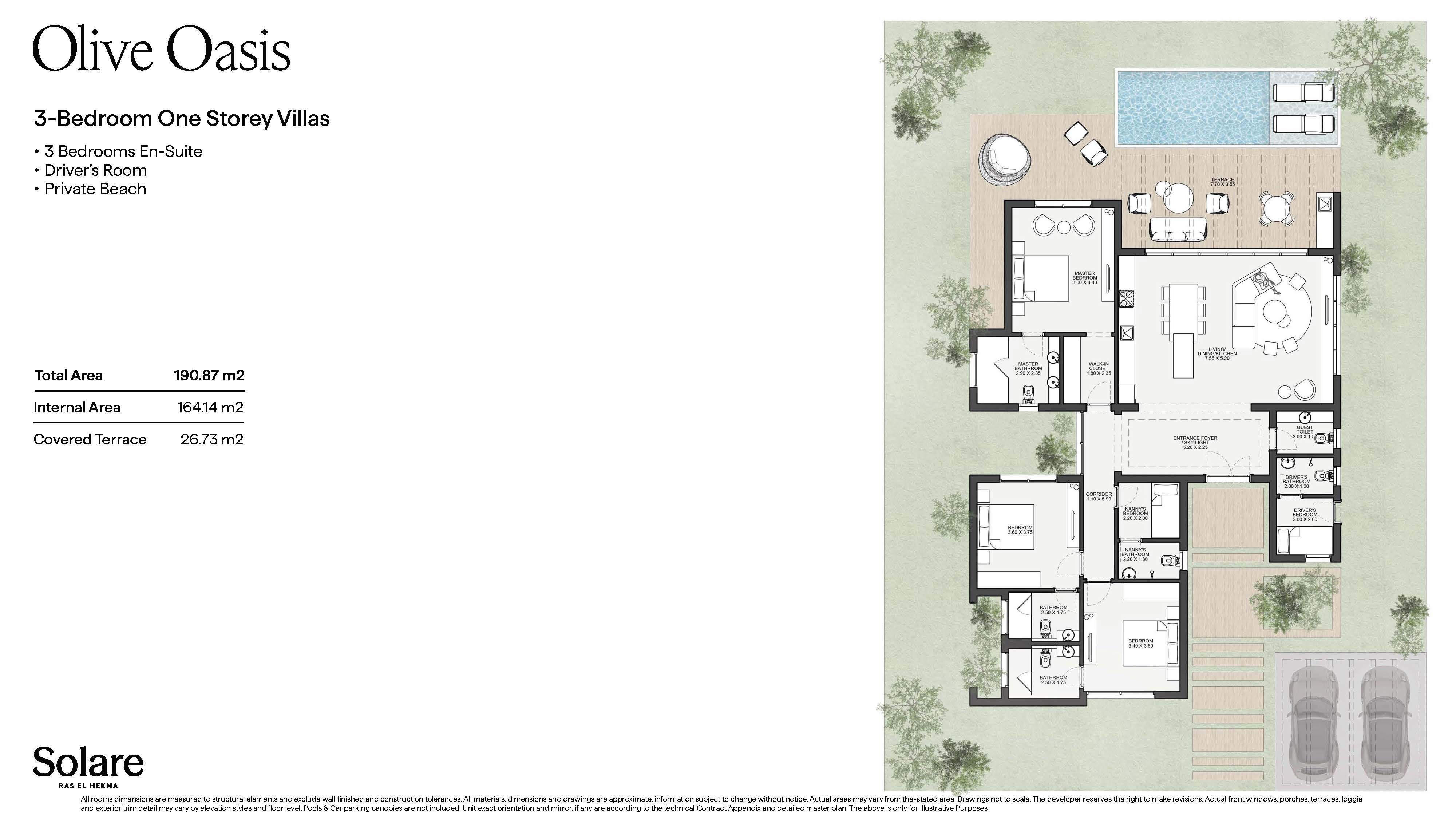 Floor plan for villa at Olive Oasis - Solare