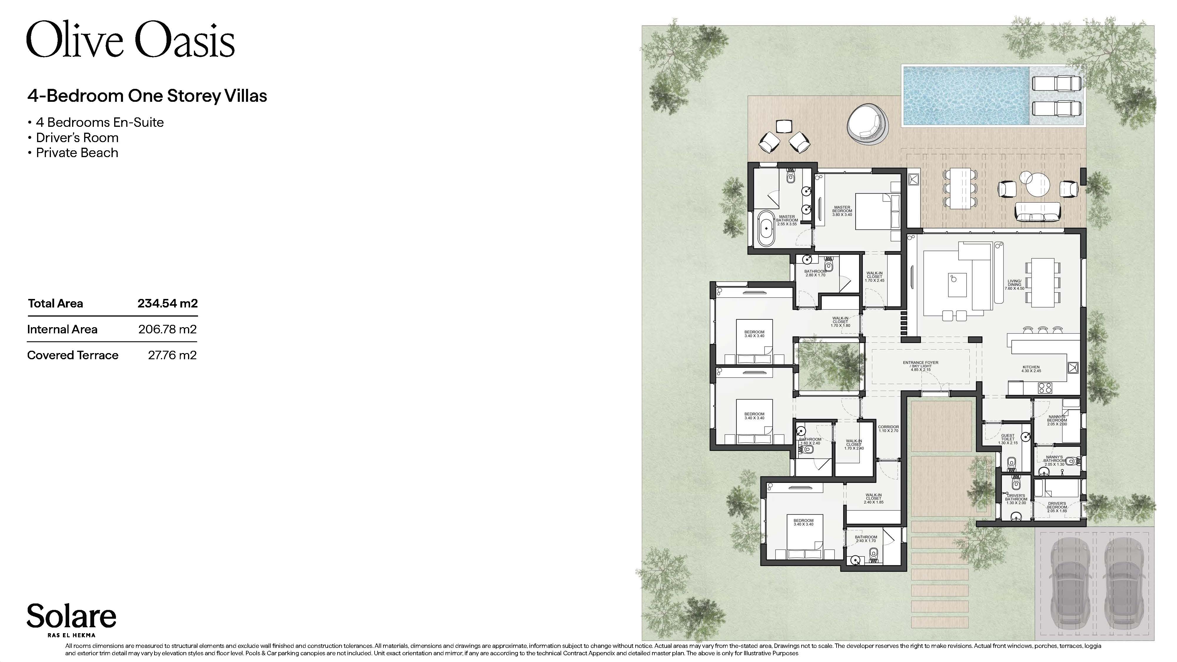 Floor plan for villa at Olive Oasis - Solare