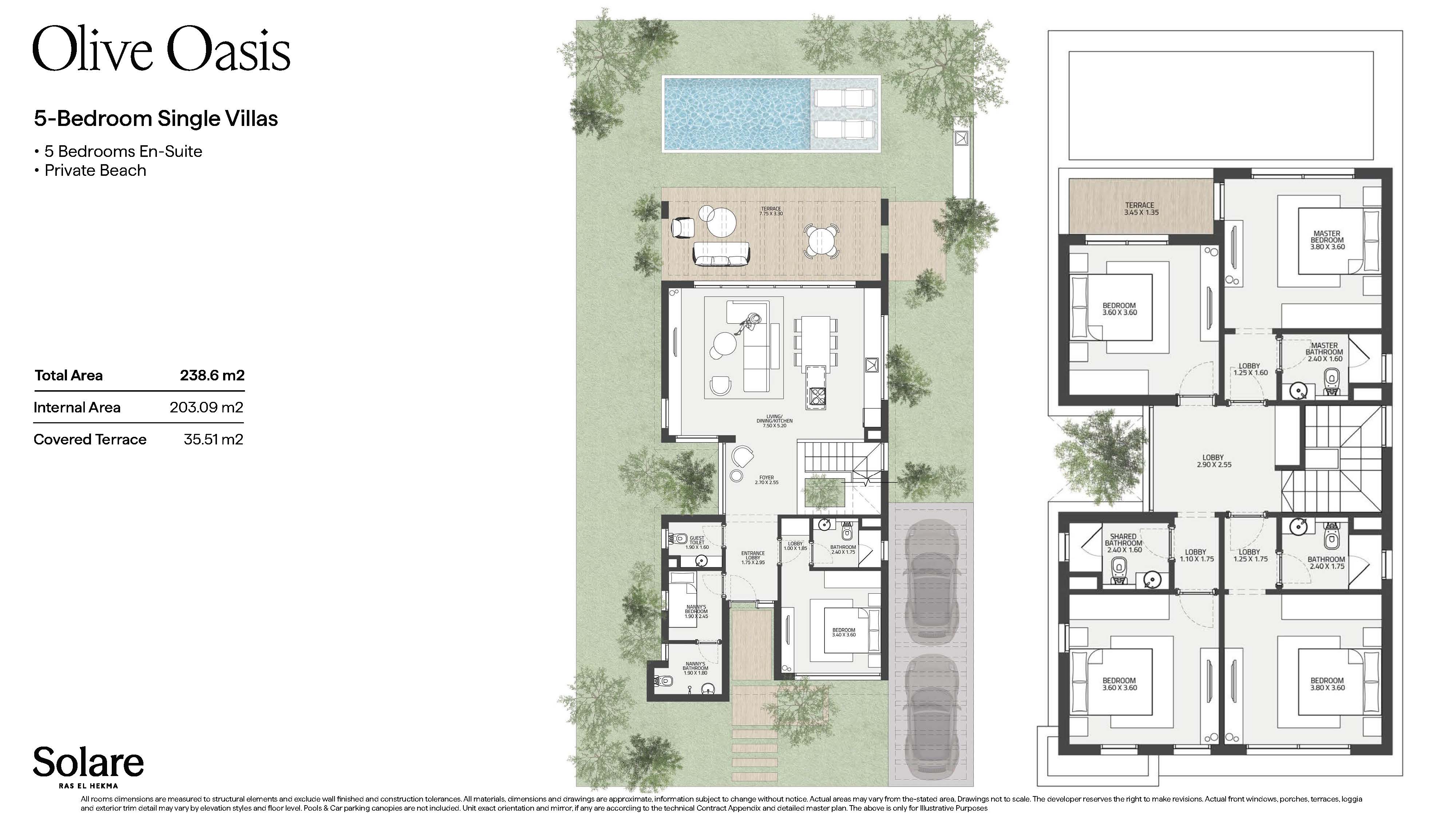 Floor plan for villa at Olive Oasis - Solare