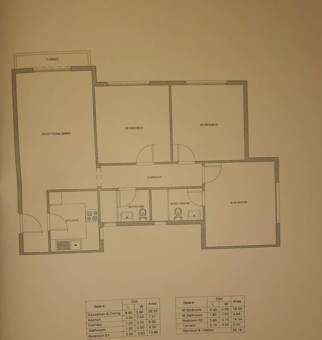 Floor plan for apartment at Aliva Mountain View Mostakbal City