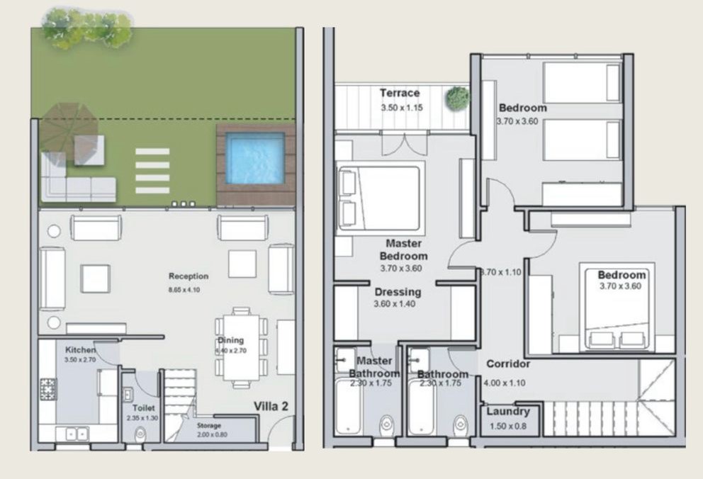 Floor plan for duplex at The Median Residences