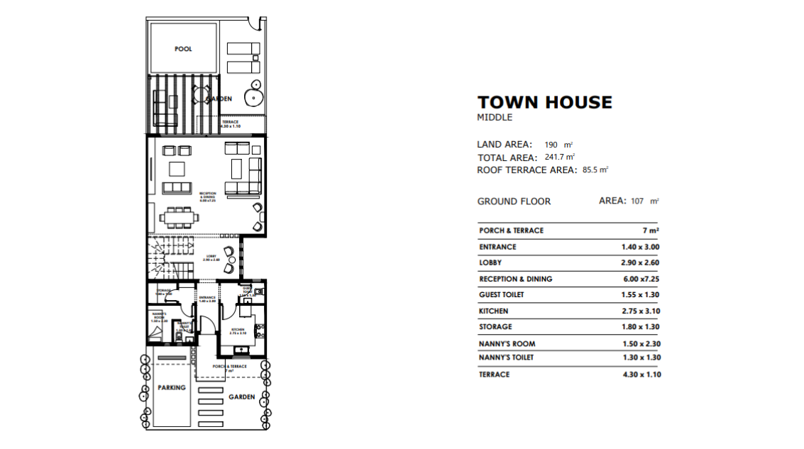 Floor plan for townhouse at Trio