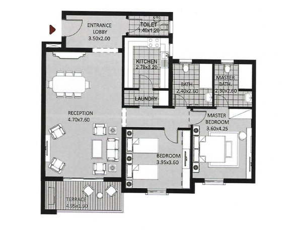 Floor plan for penthouse at October Plaza