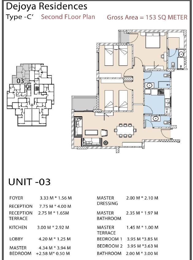 Floor plan for apartment at De Joya 1
