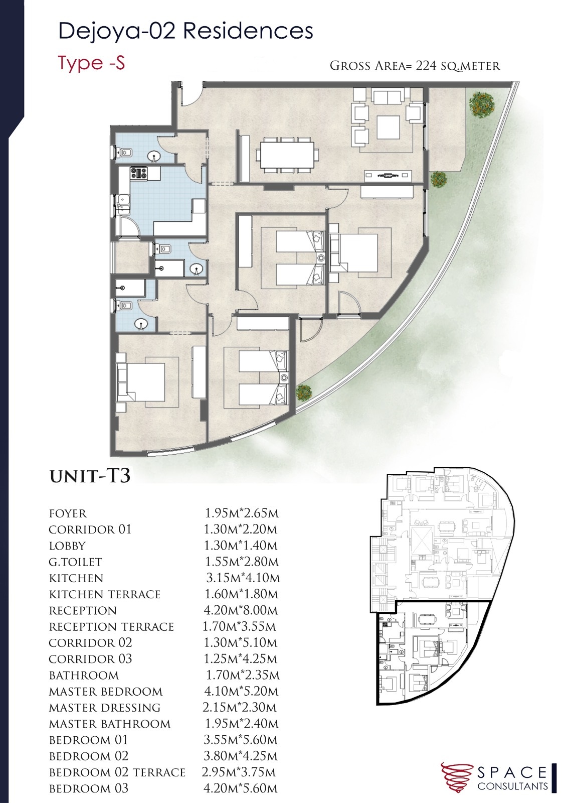 Floor plan for apartment at De Joya 2