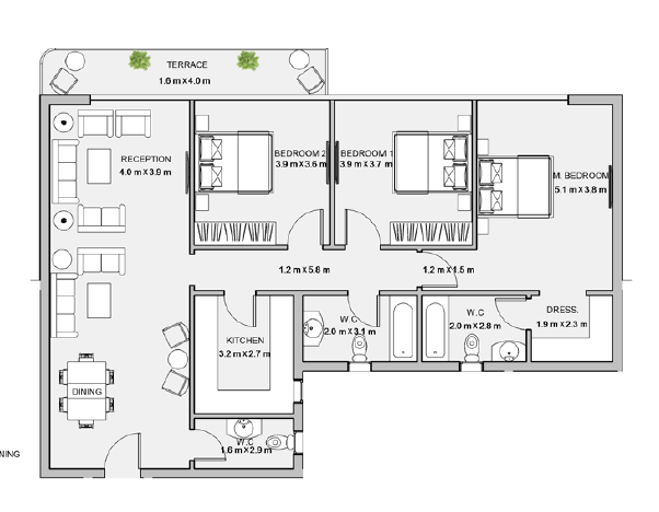 Floor plan for apartment at Atika