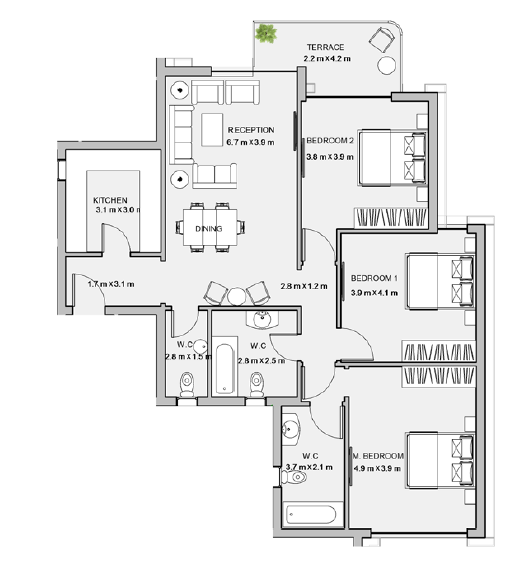 Floor plan for apartment at Atika