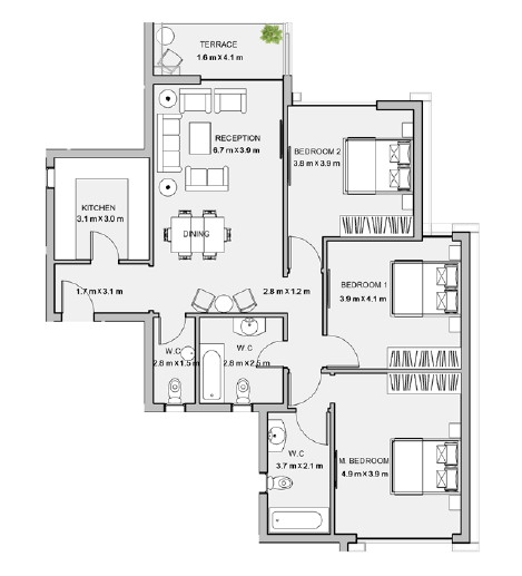 Floor plan for apartment at Atika