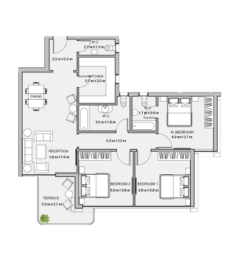 Floor plan for apartment at Atika