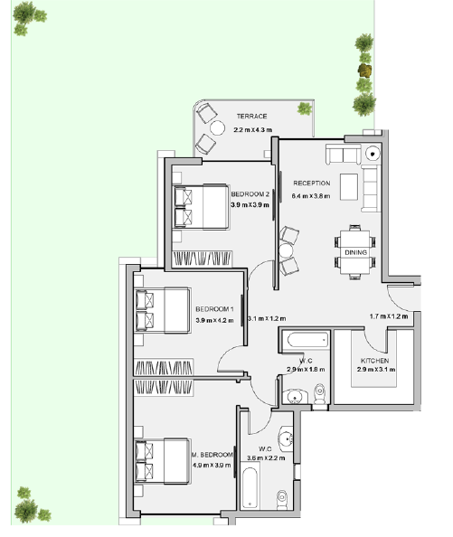 Floor plan for apartment at Atika