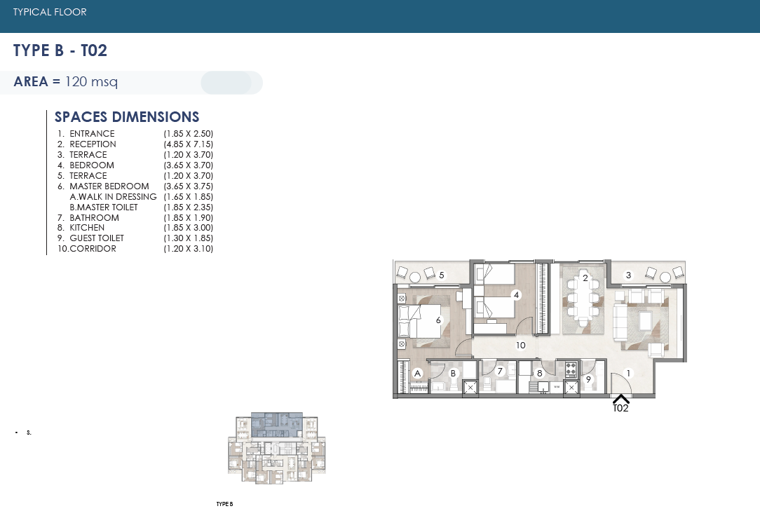 Floor plan for apartment at Azzar Reedy