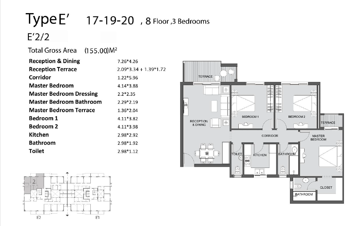 Floor plan for apartment at De Joya 3