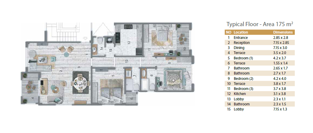 Floor plan for apartment at Stone Residence