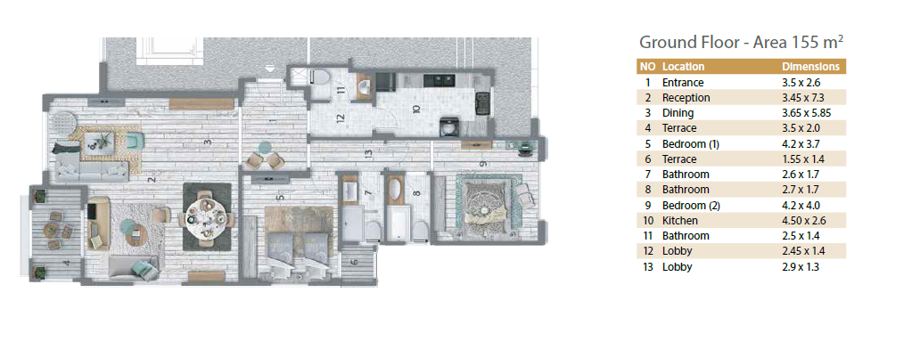 Floor plan for apartment at Stone Residence