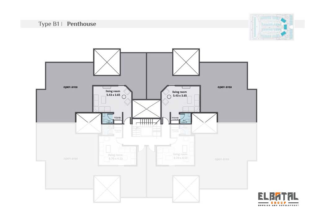 Floor plan for penthouse at Rock Vera