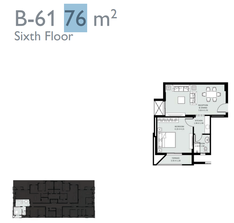 Floor plan for apartment at Bleu Vert