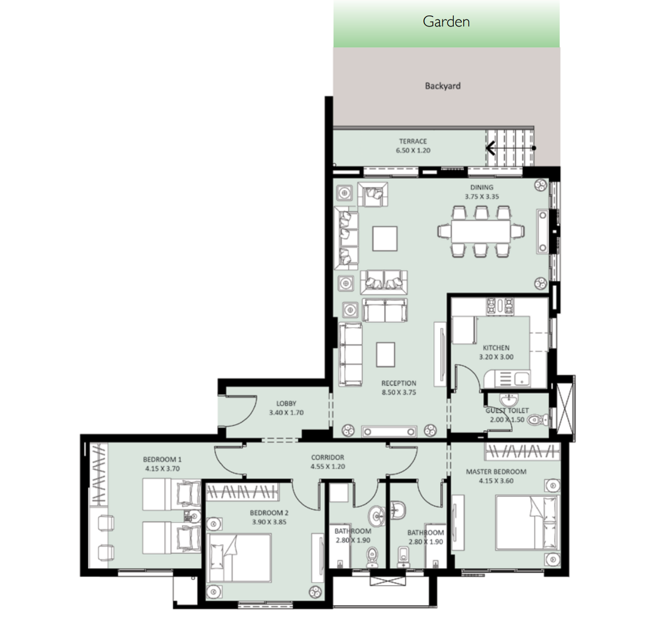 Floor plan for apartment at Bleu Vert