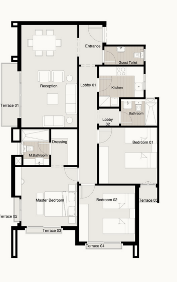 Floor plan for apartment at Residence Eight Sky Abu Dhabi