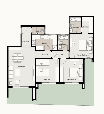 Floor plan for apartment at Granda Life