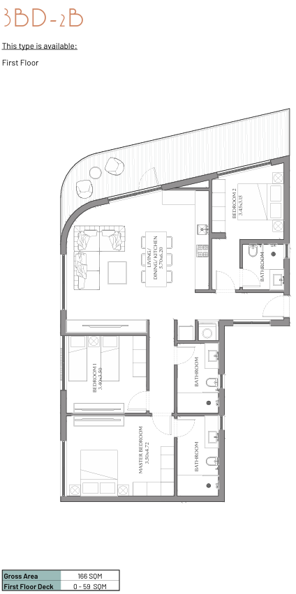 Floor plan for apartment at Beach Residence-June