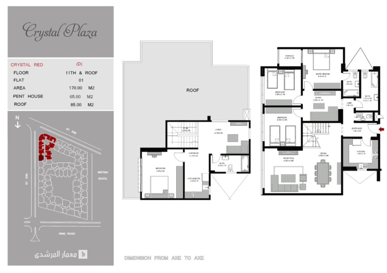 Floor plan for duplex at Crystal Plaza