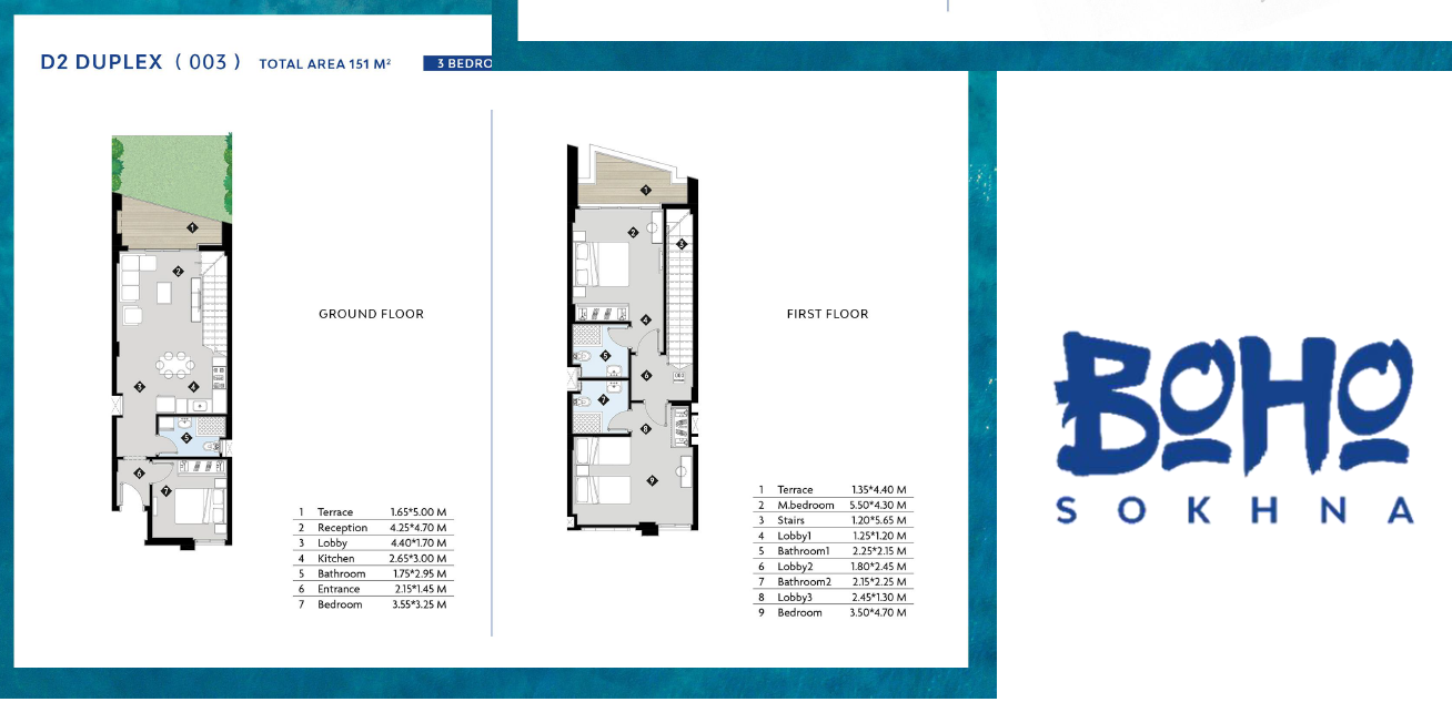 Floor plan for duplex at Boho El Sokhna