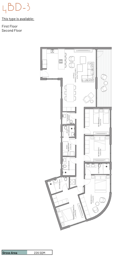 Floor plan for apartment at Beach Residence-June