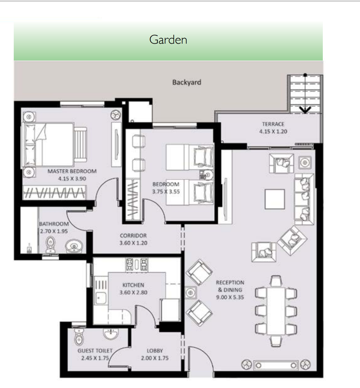Floor plan for apartment at Bleu Vert