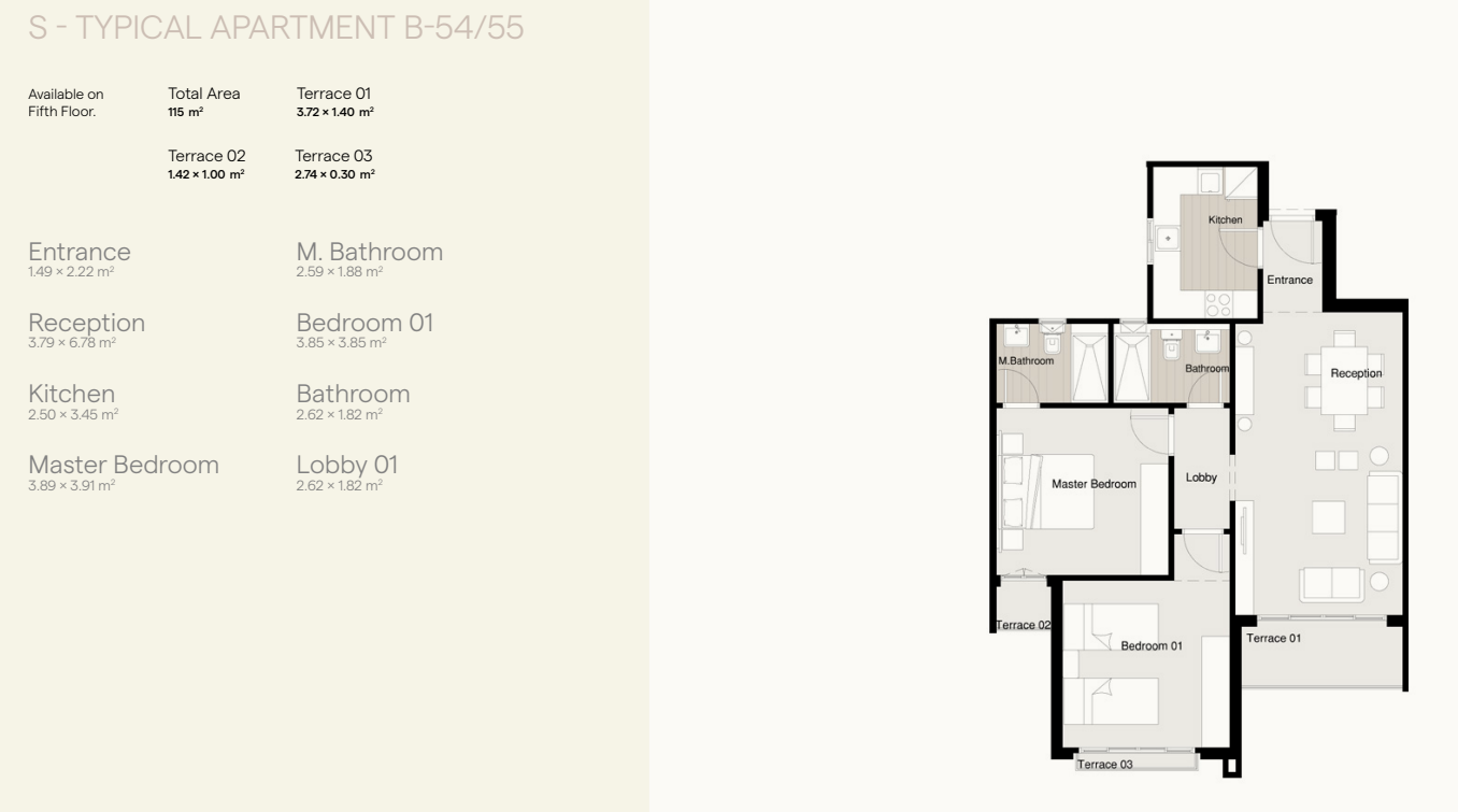 Floor plan for apartment at Residence Eight Sky Abu Dhabi