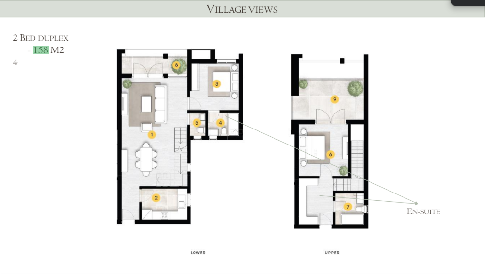 Floor plan for duplex at The Village Views