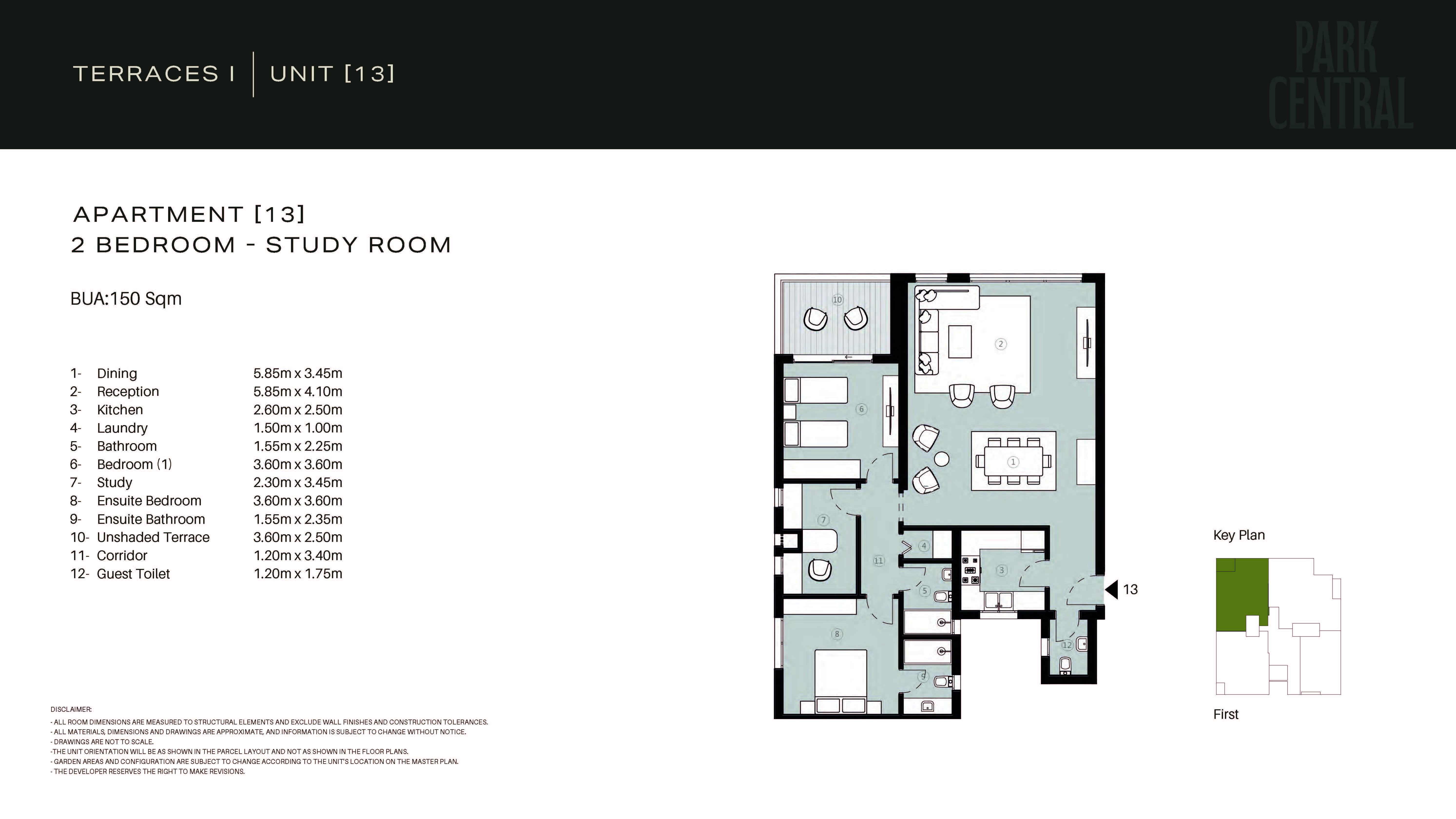 Floor plan for apartment at Park Central