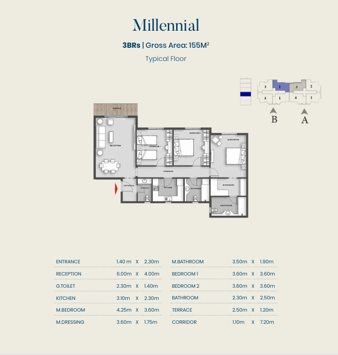 Floor plan for apartment at Aliva Mountain View Mostakbal City