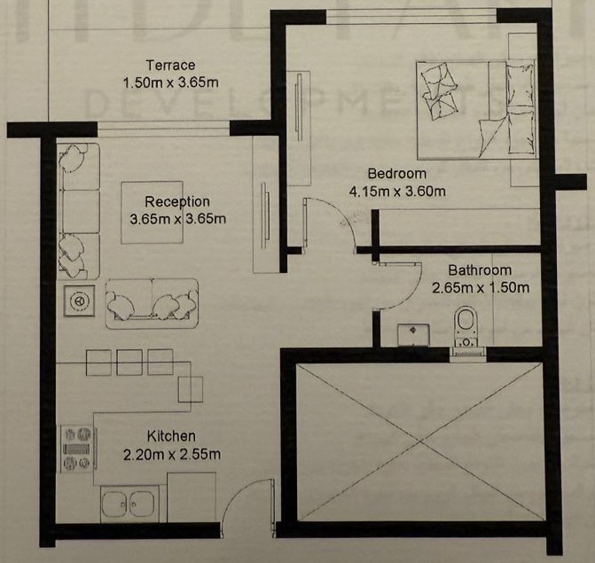 Floor plan for chalet at Hyde Park North - Seashore