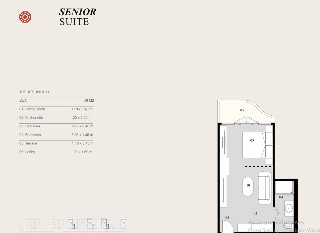 Floor plan for studio at Eastville