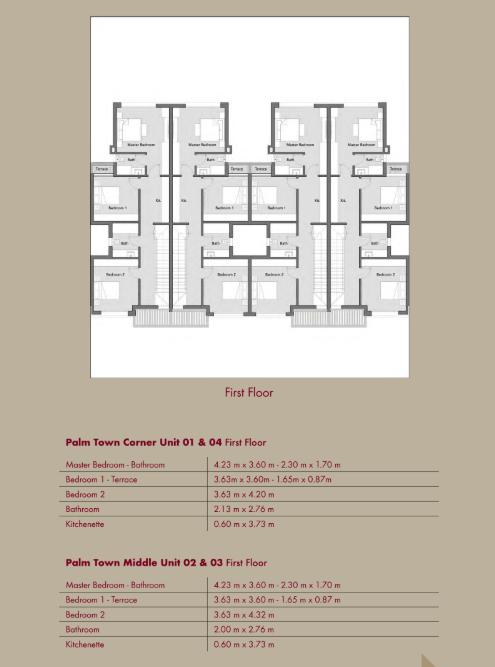 Floor plan for townhouse at Palm Hills Alexandria