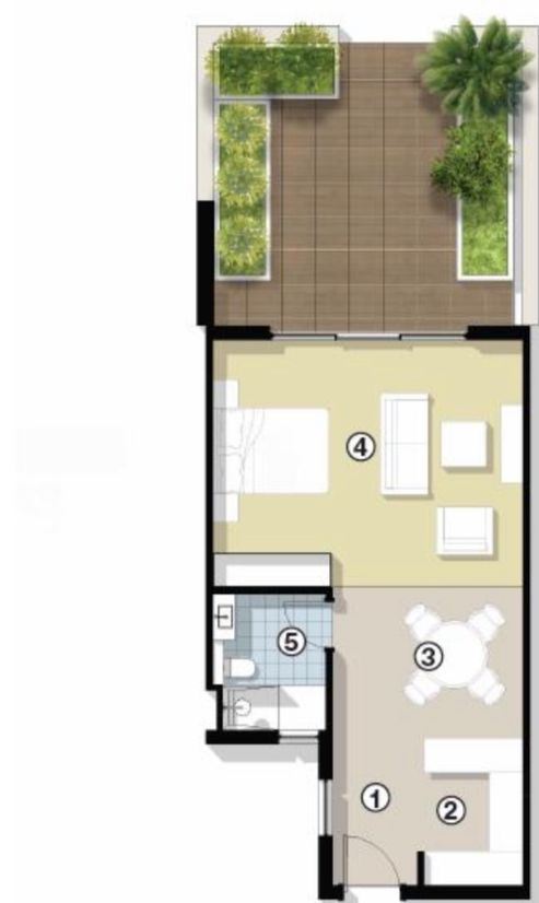 Floor plan for studio at Silversands