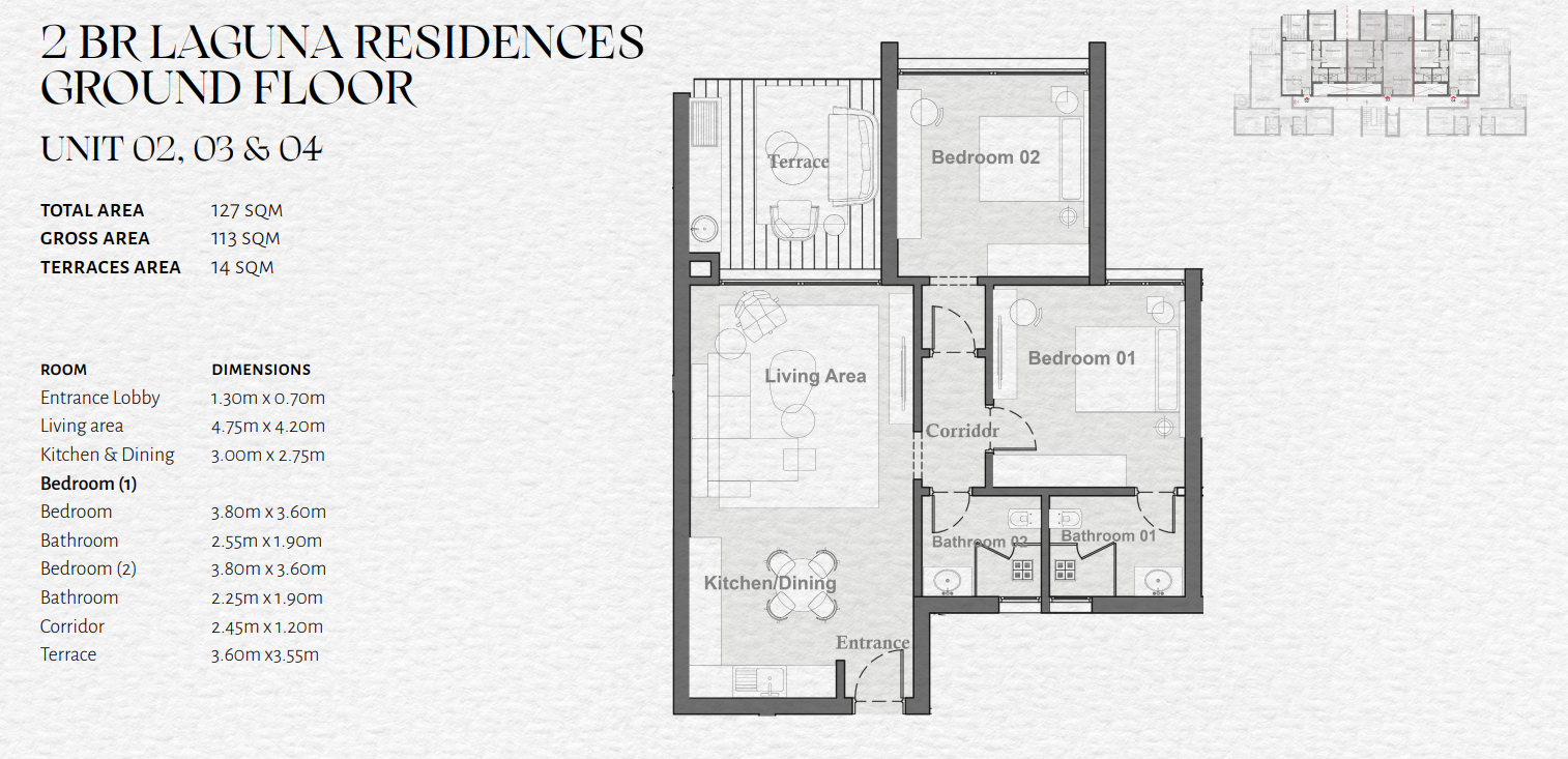 Floor plan for apartment at The Med