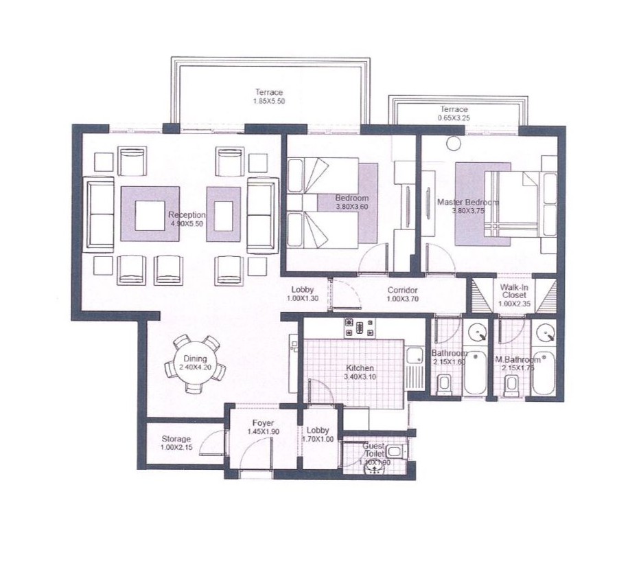 Floor plan for penthouse at The Courtyards