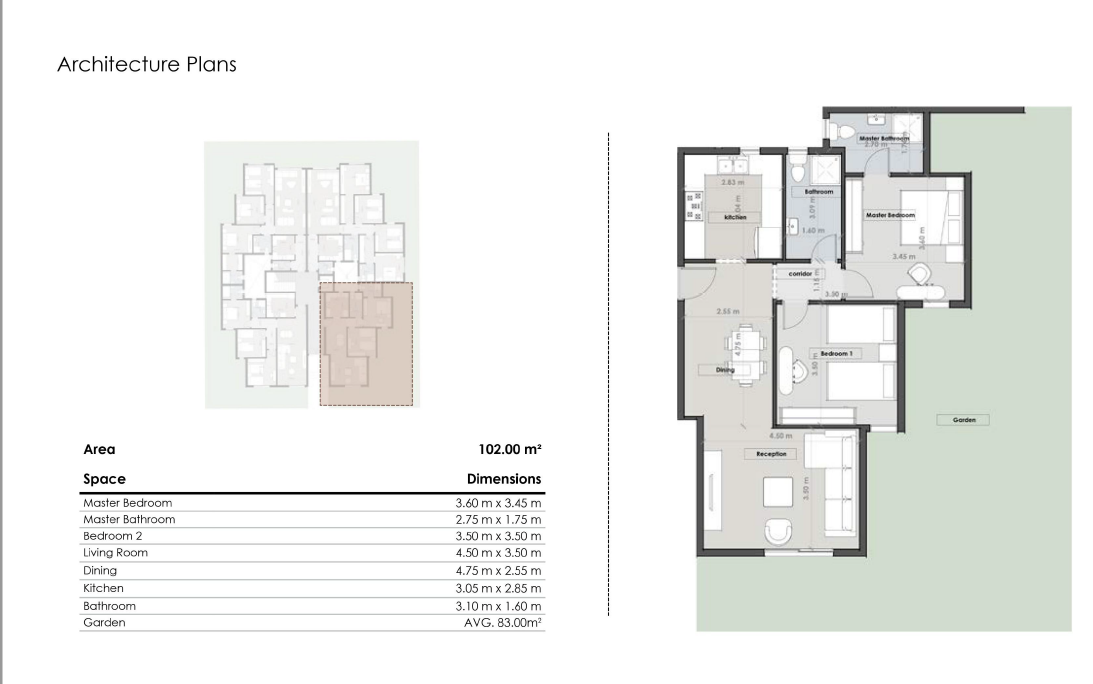Floor plan for apartment at Vida Residence