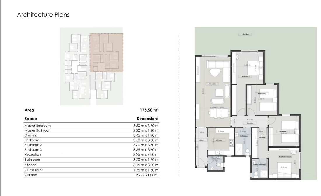 Floor plan for apartment at Vida Residence