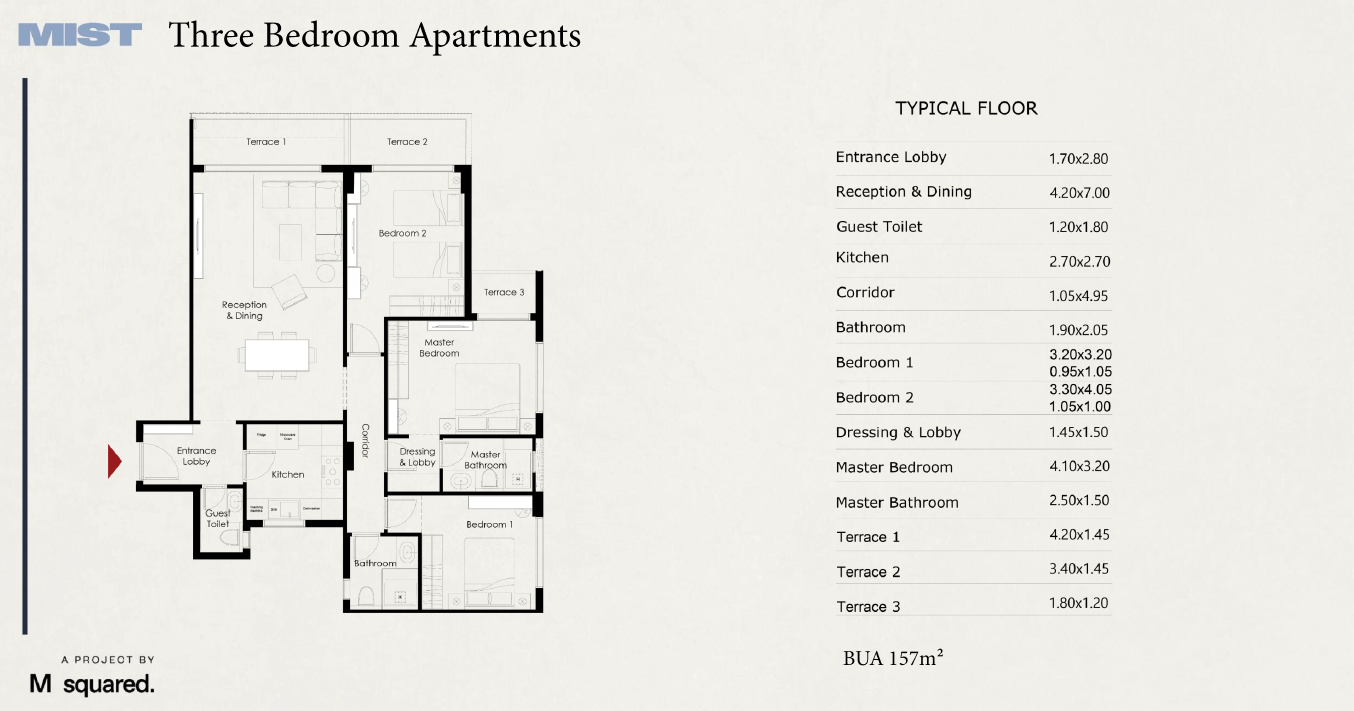 Floor plan for apartment at Mist