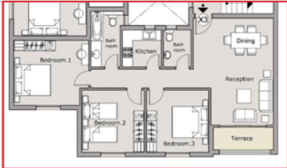 Floor plan for apartment at Sarai